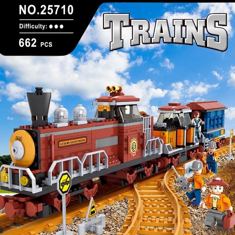 

AUSINI Building Blocks Train 25710 Educational Small Particles Building Blocks Assembled Toys Plastic 662 PCs