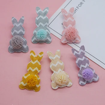

24pcs/lot 2.8*5cm stripe Felt Rabbit Pads Patches Appliques for Craft Clothes Sewing Supplies DIY Hair Clip Accessories