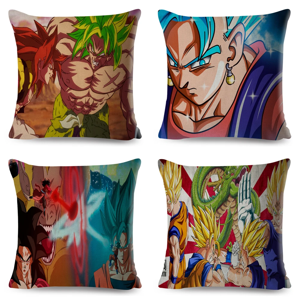 Красочная японская аниме Dragon Ball наволочка для дивана мультяшное украшение для дома Сон Гоку льняная наволочка 45*45 см наволочка
