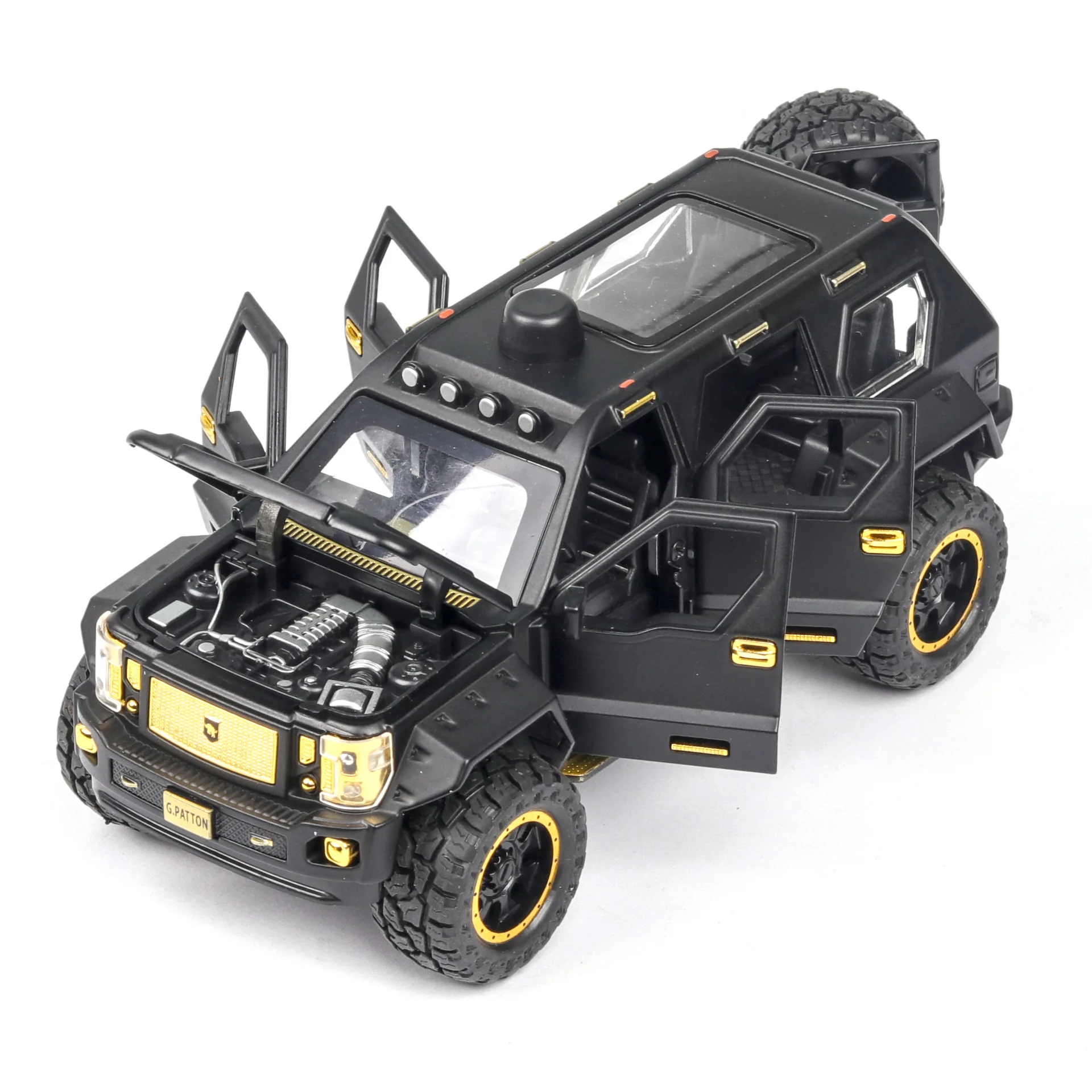 Simulation 1:24 George Patton Children's Toy Off-road SUV Chariot Model Decoration Pull Back Acousto-optic Alloy Car Model Car Simulation 1:24 George Patton Children's Toy Off-road SUV Chariot Model Decoration Pull Back Acousto-optic Alloy Car Model Car