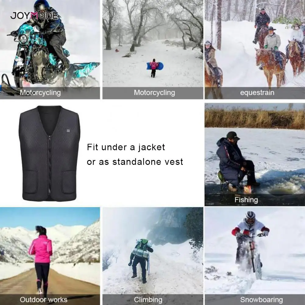  JOYMODE Men Women Outdoor USB Infrared Heating Vest Jacket Winter Flexible Electric Thermal Clothin
