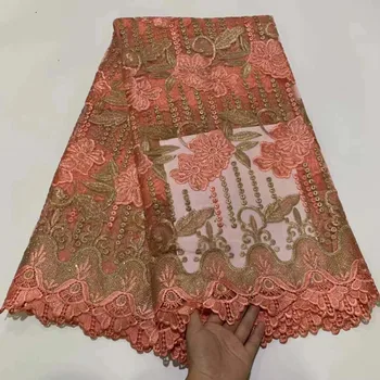 

Hot Sale African Lace Fabric With Stones 2019 Fashion French Lace Fabric Nigerian Fabric Bridal High Quality DFN135