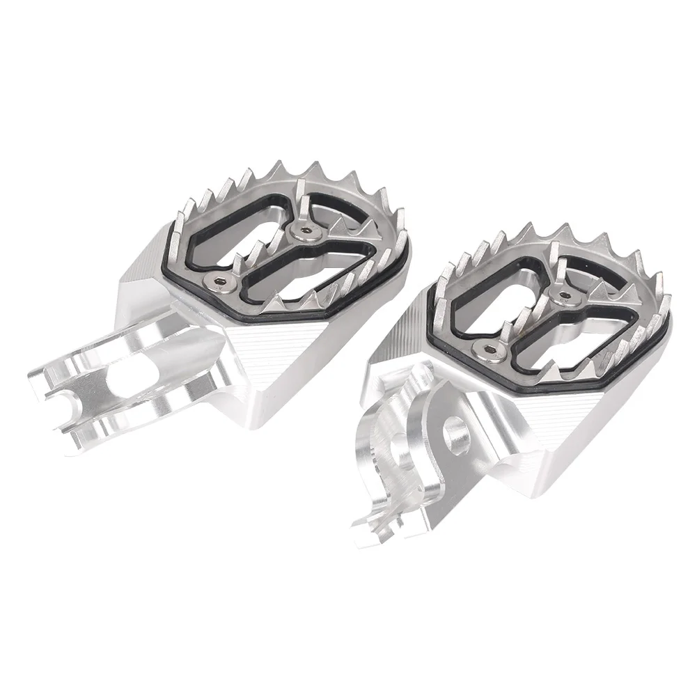 Мотор острые зубы гоночные Подножки для Kawasaki KX250 05-08& KX250F 05-15& KX450F 07-15& KLX450 08-15 - Цвет: Серебристый
