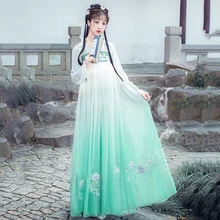 Костюмы для танца лотоса Hanfu для женщин, традиционный народный праздничный наряд, платье феи с вышивкой, сценическая одежда для выступлений DC2706