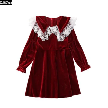 

Cultiseed Girls Gold Velvet Princess Party Dress Big Children Girl Autumn New Vintage Long Sleeve Dress Kids Casual Dresses