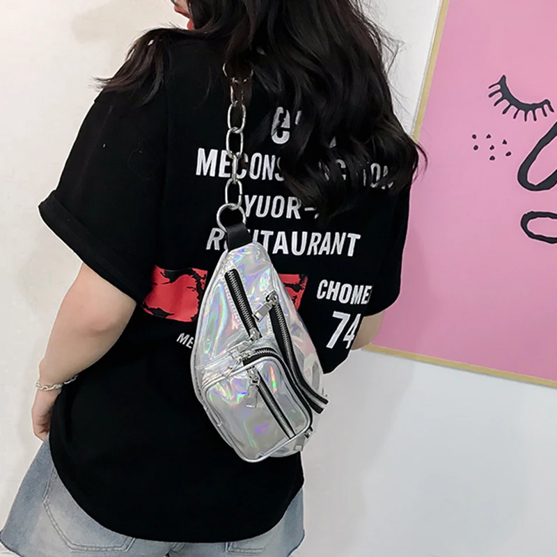 ABDB-Waist Pack Waterproof Holographic Fanny Pack for Women Neon Shiny Iridescent Bum Bag Adjustable Belt Fashion Waist Packs fo