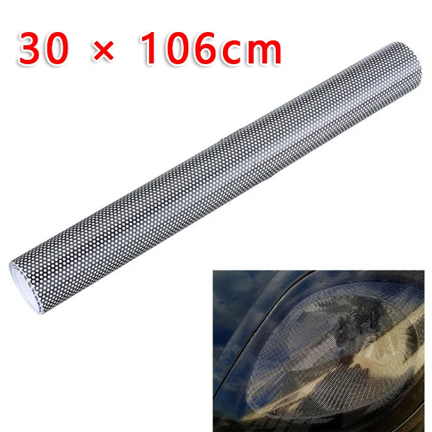 

Tinting Perforated Mesh Vinyl Film Fly-Eye Headlights Rear Lamp Sticker 60x106cm