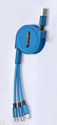3а Быстрая зарядка Выдвижной 3 в 1 usb type C Micro USB кабель 8 pin для Samsung Galaxy S8/S9+ Plus для зарядного устройства iPh кабель 1,2 м - Цвет: Blue
