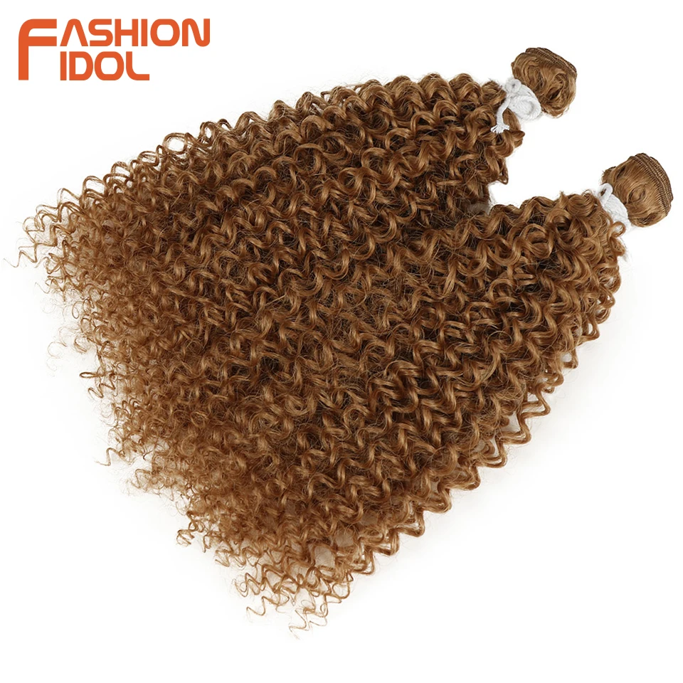Afro kinky curly hair synthetic 12 inch deep wave hair extensions heat resistant ombre blonde weave bundles