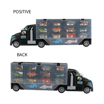 

Animal Transport Container Double Sided Safe Carrier Trucks Education Toy Car Set Simulation Early Learning Funny Dinosaur Model