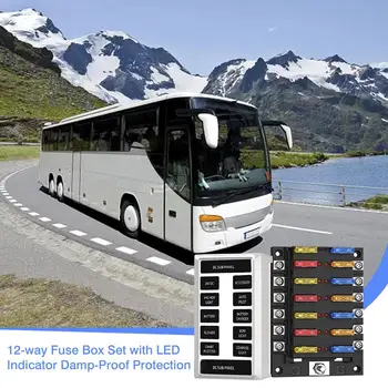 

12-way Fuse Box Set With LED Indicator Damp-Proof Protection Suitable For 12-32V Cars, Yachts, Ships, Etc.