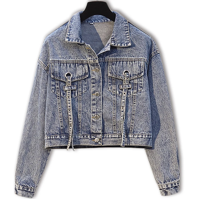 Новинка весны 2020 джинсовая куртка для женщин пальто с лентами и ушками короткое