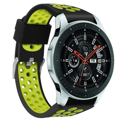 black green YHNUJM 22 мм ремешок на запястье для samsung Galaxy Watch 46 мм SM-R800 Смарт-часы, двойной цвет дышащий ремешок для часов - Цвет: black green