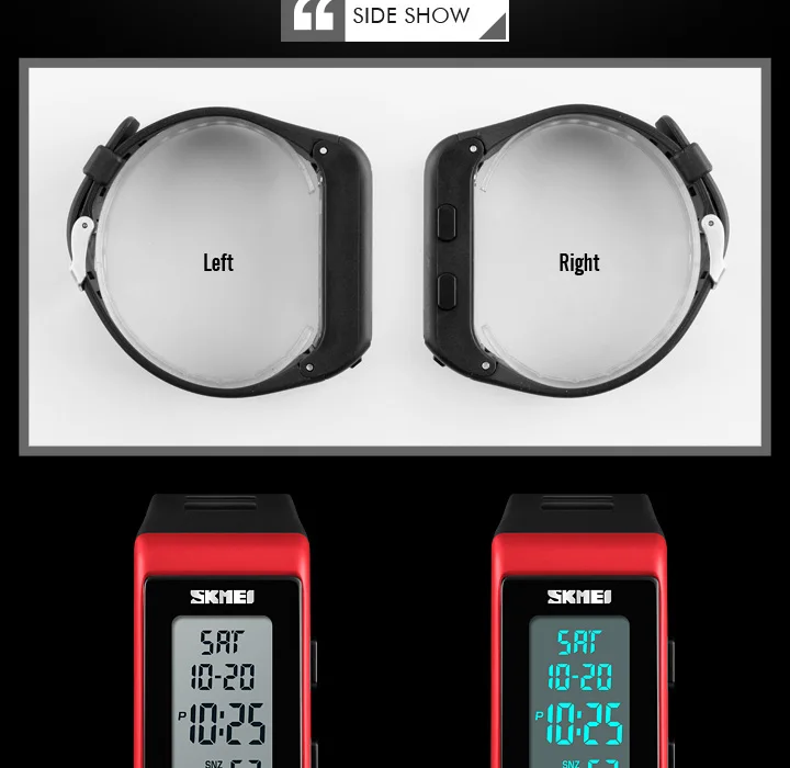 SKMEI Square Electronic Watch Women Men Digital Wristband Alarm Clock Life Waterproof Fashion Sport LED 12/24hour Clock 1362