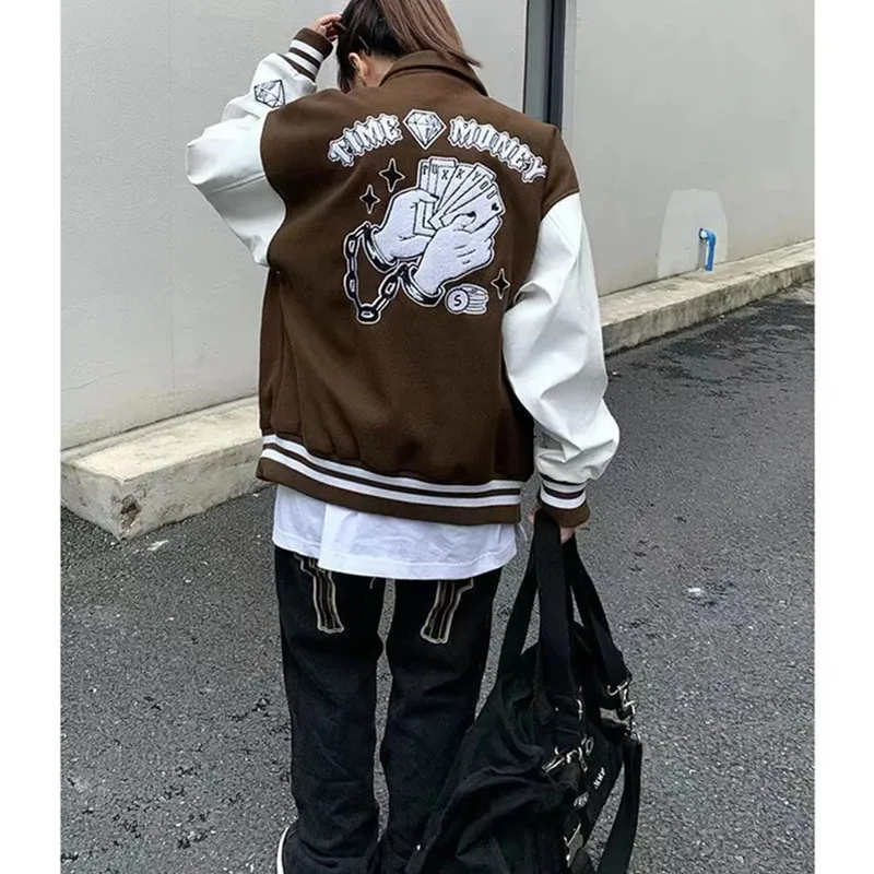 Y2k Vintage Oversize Jackets Print Baseball Jacket Women Couple Bomber Unisex Racer Jacket Varsity Hiphop Streetwear Coat Women 1