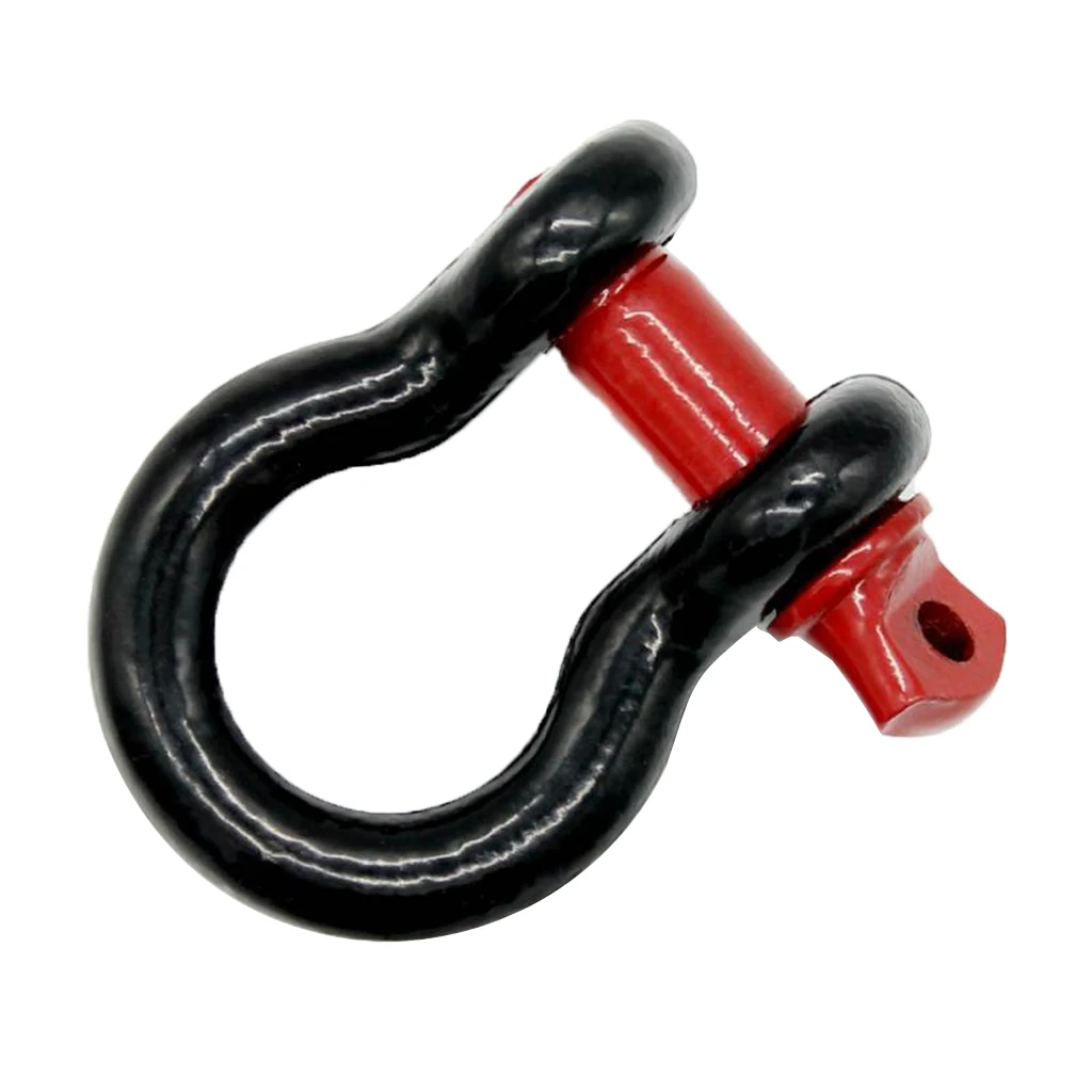Practical 3/4'' 2 Ton Bumper Tow Trailer Hook D-Ring Bow Shackle Red Black 45# Steel Heat Treatment