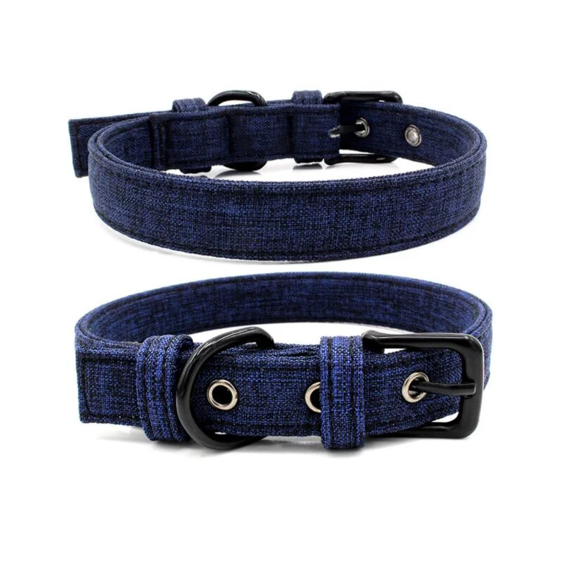 Dark Blue Индивидуальный ошейник для собак, кошек, нейлоновые ошейники и поводки для прогулок, ошейники и поводки для маленьких и средних собак, тканевый регулируемый галстук, продукт для домашних животных - Цвет: Dark Blue