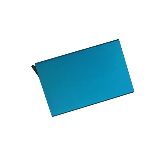 Алюминиевый кошелёк с эластичным задним карманом ID карты держатель Rfid Блокировка мини тонкий кошелек автоматический всплывающий чехол для кредитных карт - Цвет: Синий
