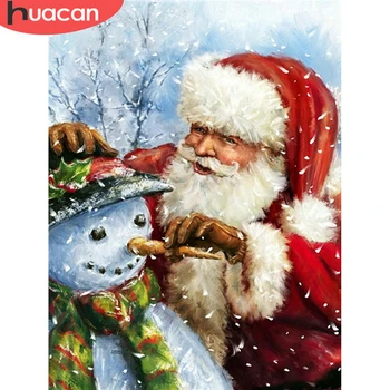 

HUACAN Full Square Round Diamond Painting Christmas Santa Claus Snowman Diamond Embroidery Winter Handmade Gift Craft Kit