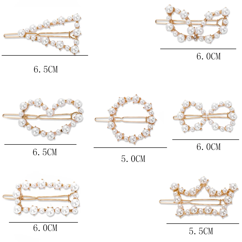 Christmas Gift Geometric Irregular Hollow Pearls Hair Clips Korean Hairpins Metal Barrettes Girls Hair Styling Accessories
