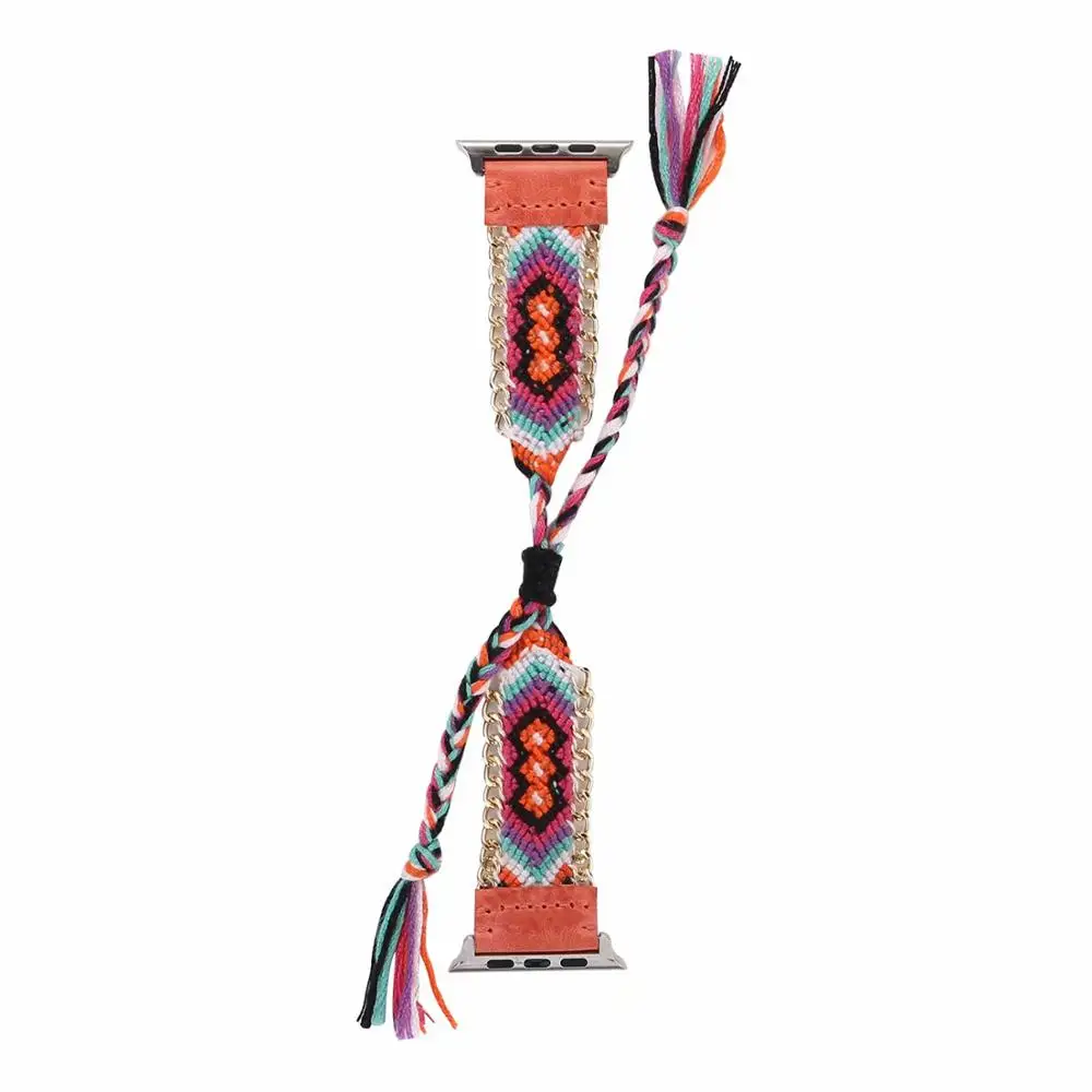 Style 8 Богемный стиль тканая Спортивная петля ремешок для apple watch band 44/40/42/38 мм браслет для наручных часов iwatch серии, на возраст 1, 2, 3, 4, аксессуары - Цвет ремешка: Style 8