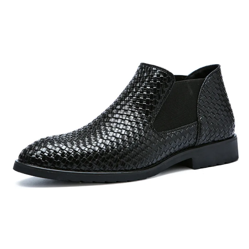 Новые Модные низкие ботинки из искусственной кожи с узором «крокодиловая кожа» мужская деловая обувь без шнуровки Мужская однотонная парадная обувь 685