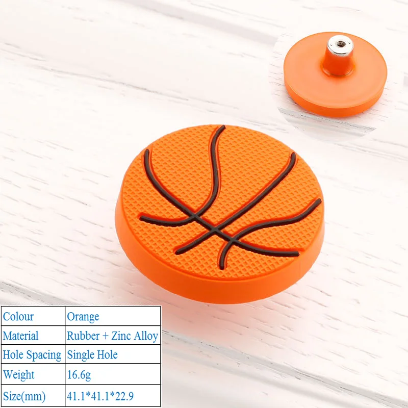Basketball 6264 LBA, детские резиновые дверные ручки, милые розовые, желтые, синие, Звездные, лунные, облачные, кухонные ручки и ручки для шкафа, мебельные ручки для выдвижных ящиков - Цвет: Basketball 6264