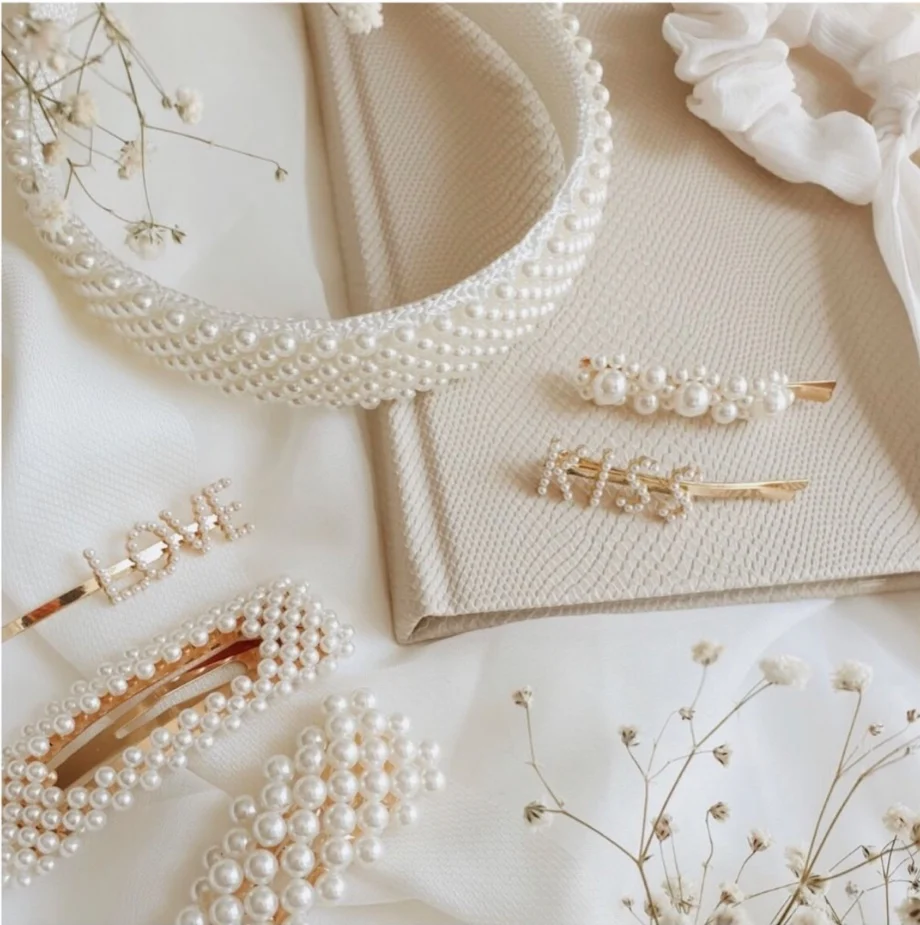 

Flatfoosie Vintage Pearl Headband Rhinestone Hair Clips for Women Girl Elegant Sweet Hair Hoop for Wedding Barrettes Accessories