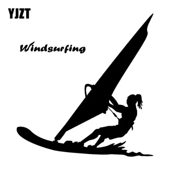 

YJZT 15.9CM*16.7CM Water Sports Windsurfing Surfer Beach Style Fashion Vinyl Car-Styling Stickers Decals Black/Silver C31-0214