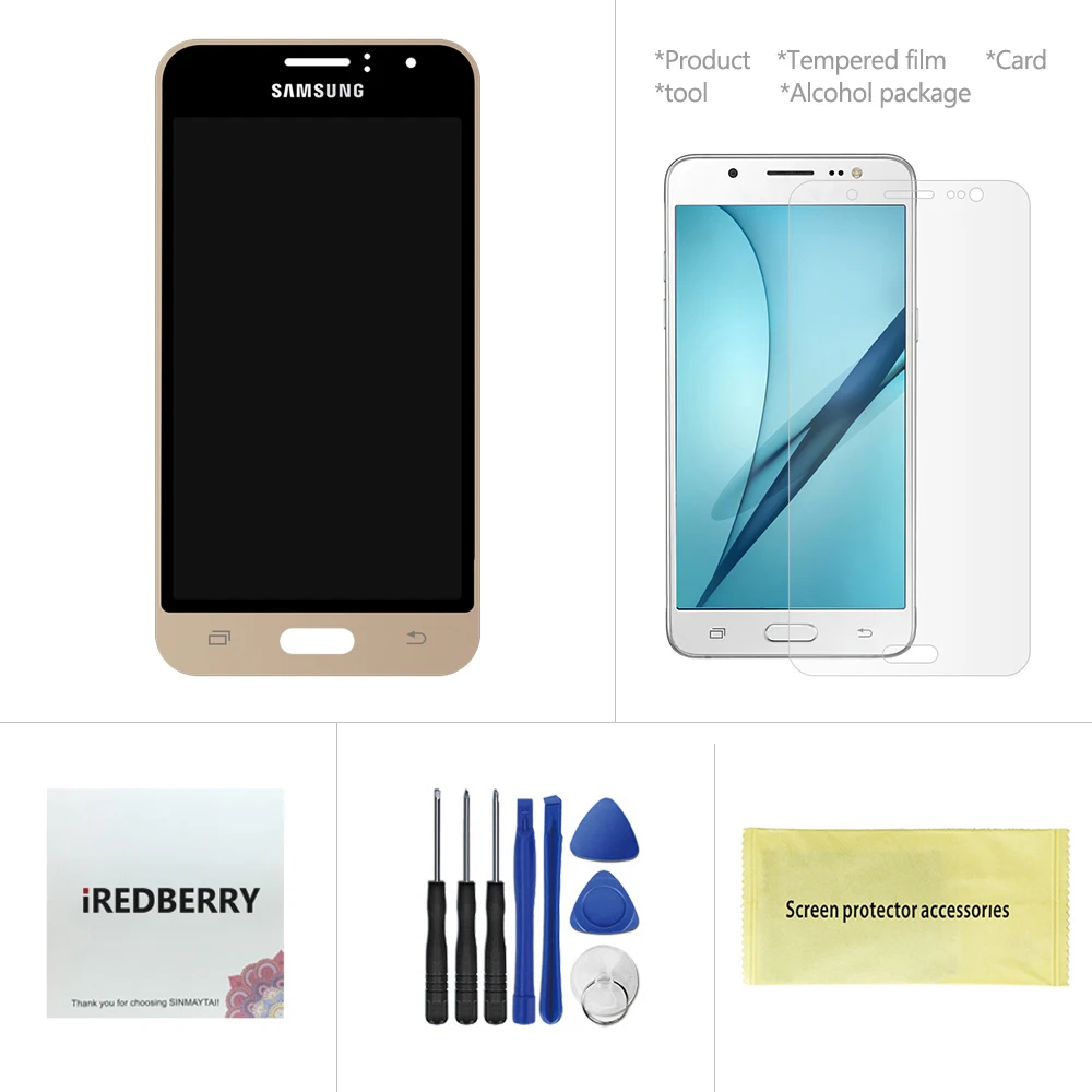 Можно настроить яркость ЖК-дисплей для Samsung Galaxy J1 J120 J120F J120H J120M J120G ЖК-дисплей Дисплей кодирующий преобразователь сенсорного экрана в сборе
