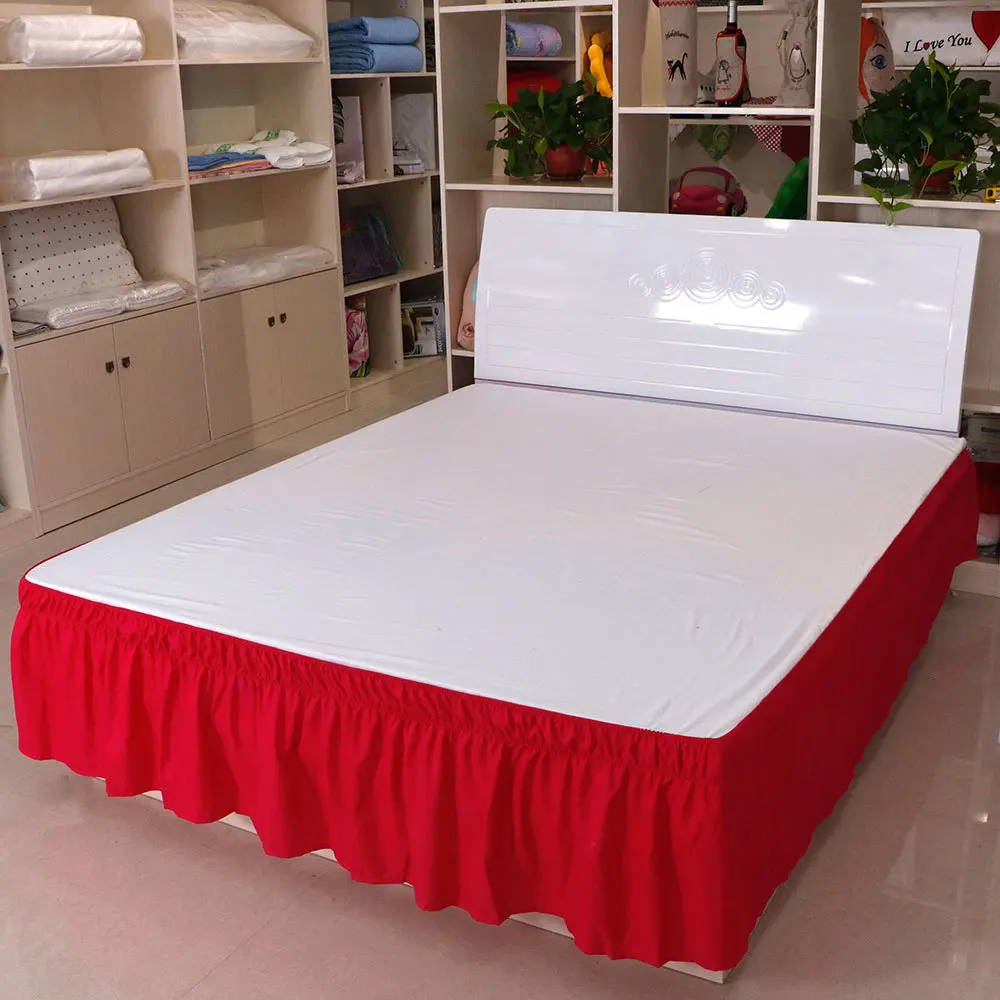 Гостиничная кровать юбка белая кровать Рубашки без поверхности эластичная лента одна королева король легко на/легко выключить украшение спальни домашний декор - Цвет: Red