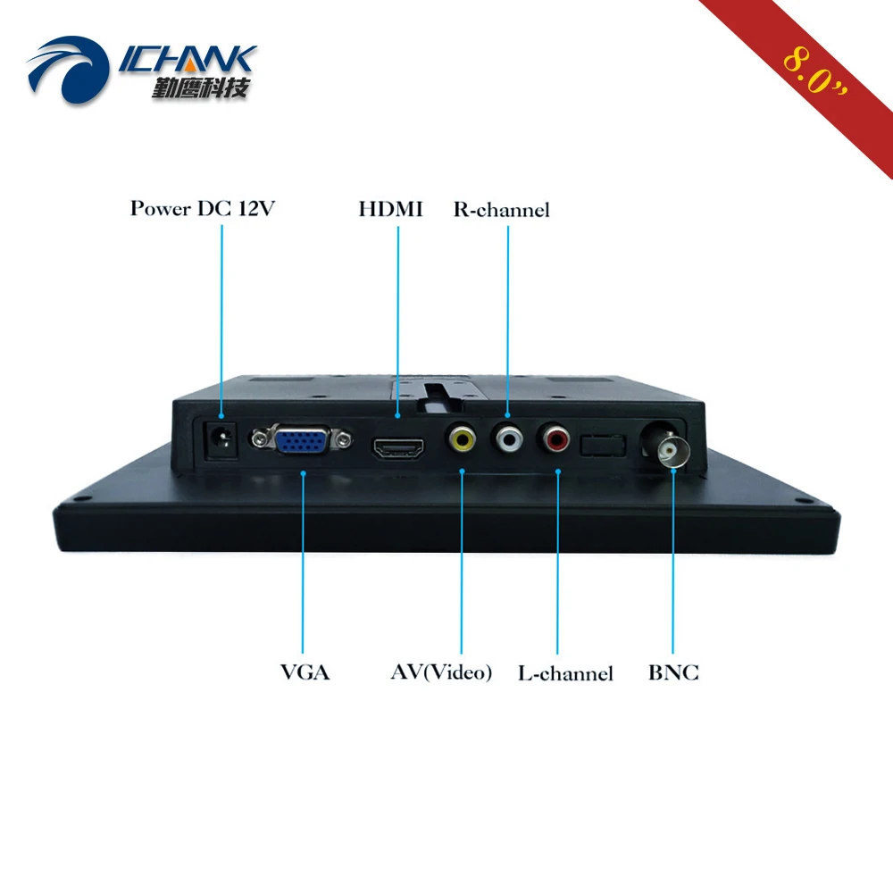 ZB080JN 262/8 дюймов 1024x768 4:3 портативный маленький размер AV BNC HDMI VGA промышленный
