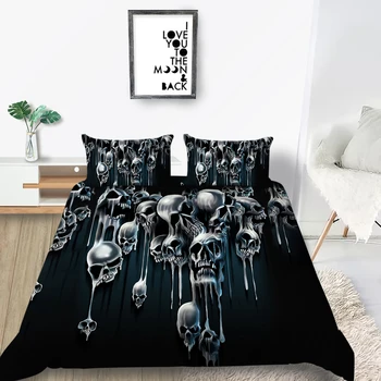 

Melting Skulls Bedding Set King Creative Scary Black 3D Duvet Cover Queen Twin Full Single Double Unique Design Bed Set