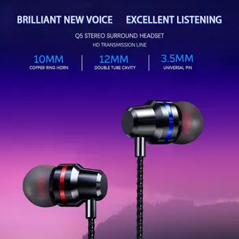 

New 3.5mm Metal Earphone 4D Subwoofer Earphone HIFI DJ Earphone In-ear Earphone With Microphone For Xiaomi Huawei Smart Phone