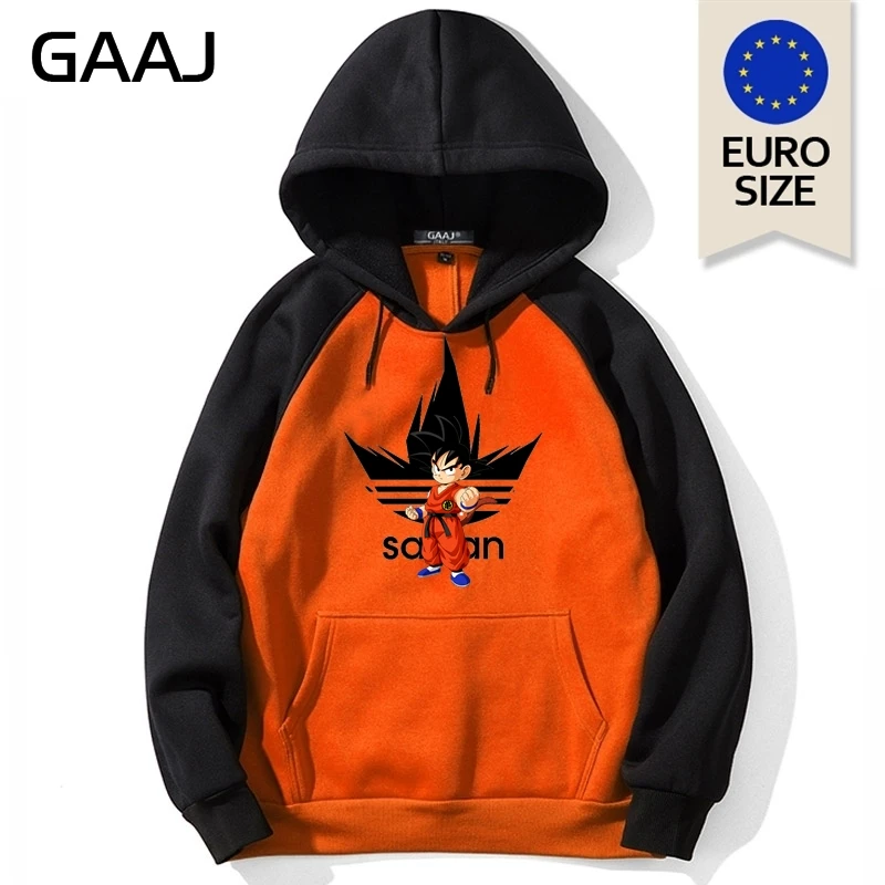 Raglan Orange Драконий жемчуг Гоку Драконий жемчуг японского аниме Харадзюку Толстовка Мужская Европейский Размер Уличная Толстовка более размера d Зимние флисовые толстовки мужские - Цвет: Raglan Orange