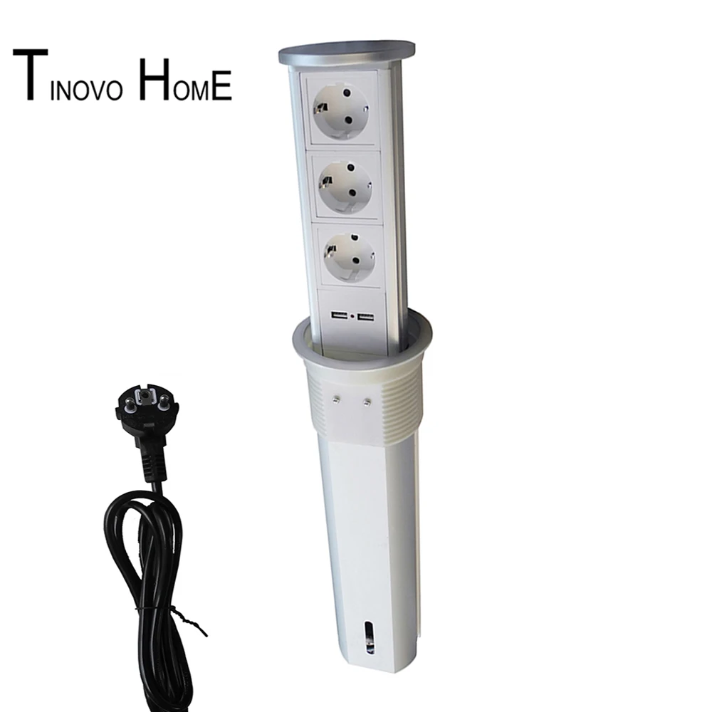 

Home / Office / kitchen desktop socket pneumatic slow start / EU standard socket / 3-bit socket white module USB charging