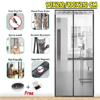 

100x220cm Anti Mosquito Insect Nets Window Mesh Net Home Decor Summer Door Screen Magnetic Door Netting Curtains Mesh