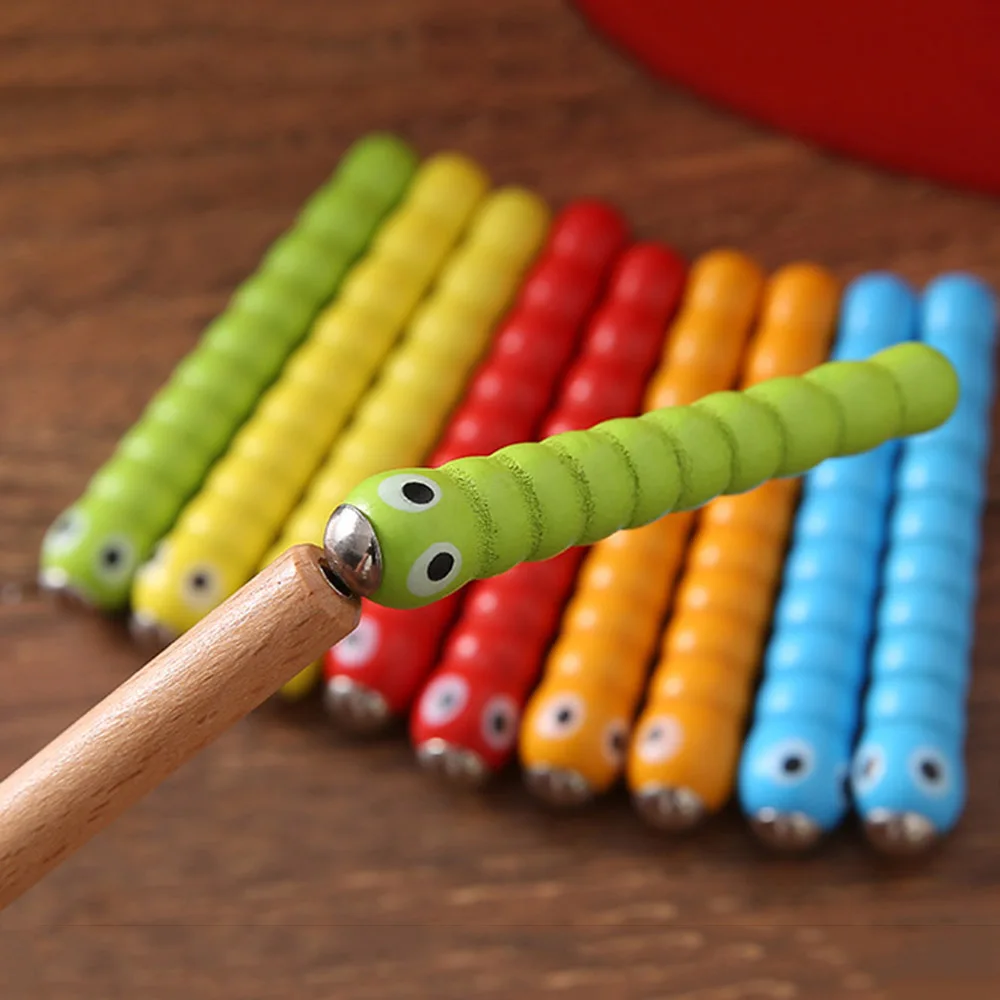 Монтессори 3D Головоломка Детские деревянные игрушки Раннее детство развивающие игрушки ловить червя Игра цвет Когнитивная Клубничная захватывающая игрушка