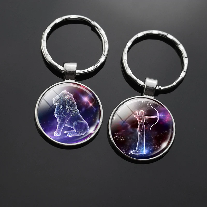 12 созвездий безделушка Зодиак Лев Дева Рак Gemini Libra Pisces стеклянный брелок с
