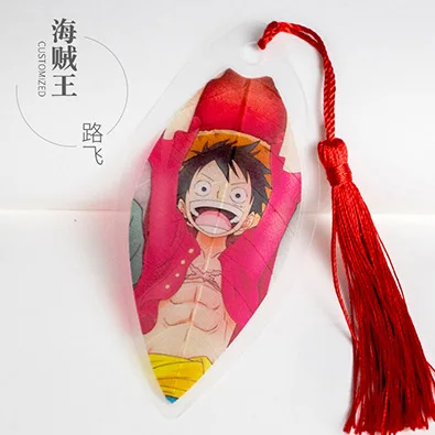 Аниме one piece лист форма закладки книги водонепроницаемый прозрачный ПВХ пластиковая Закладка Красивая Книга знаки Подарок - Цвет: Зеленый