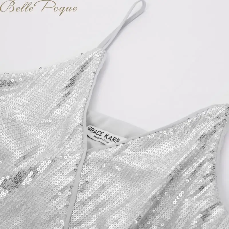 Belle Poque вечерние топы с блестками+ плиссированная юбка с v-образным вырезом и блестками, сексуальные блестящие топы с открытой спиной и ремешками, женские Клубные вечерние топы