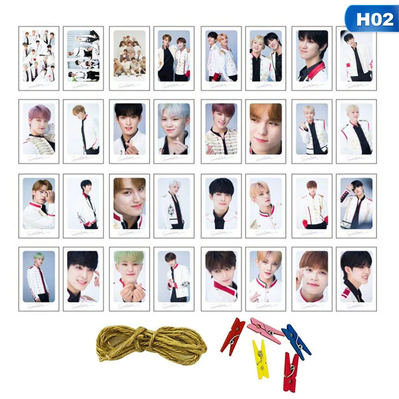 H02 32 шт./компл. k-pop EXO два раза альбом Seventeen самодельная бумага Lomo карты фото плакат в виде карты HD фотостудии вентиляторы коллекция подарок - Цвет: H02