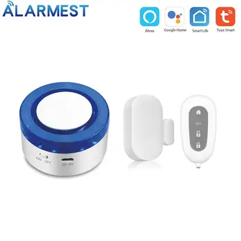 ALARMEST Smart Wireless Wifi Alarm Siren Kits Smart Life APP Control works with IP camera smartyiba app push sms voice monitoring wireless wifi smart home burglar alarm sensor alarm with ip camera wireless siren horn