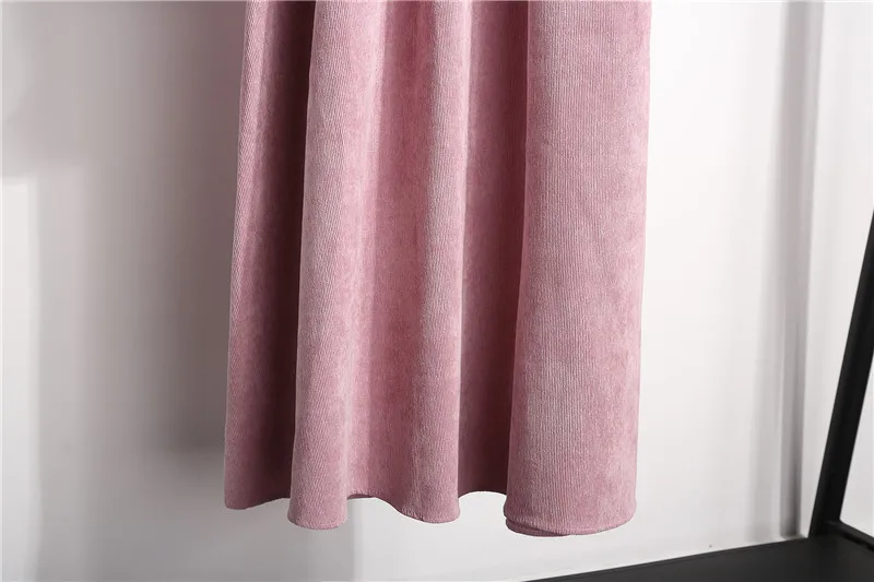 Auumn winter dress women long-sleeved ruffled bow corduroy dress french style vintage elastic waist single-breasted dress female