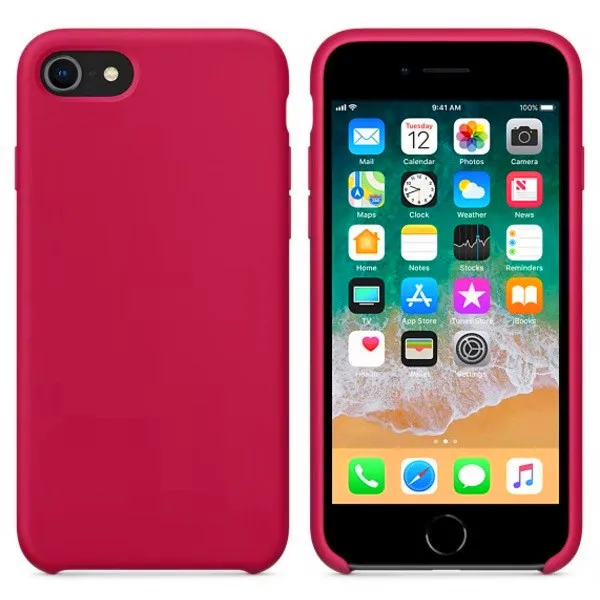 Официальный Стильный силиконовый чехол для iPhone 7 8 6 6S Plus, чехол с логотипом s для Apple iPhone 11 Pro Max X XS Max XR 5 5S, чехол+ коробка - Цвет: Розово-красный