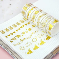 Washi – ensemble de bandes adhésives décoratives, 6 rouleaux, motif aléatoire, feuille d'or, fournitures scolaires, 3m 