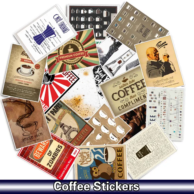 P020-25pcs 25 шт./упак. наклейки на тему кофе для автомобиля мобильного телефона Moto ноутбук Чемодан велосипед скейтборд наклейка - Цвет: P020-25pcs
