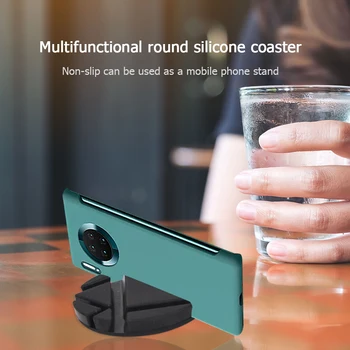 

Thickened Cup Mat Multifunctional Table Decors Anti-slip Coasters Phone Holder for Outdoor Mobile Phone Decoration