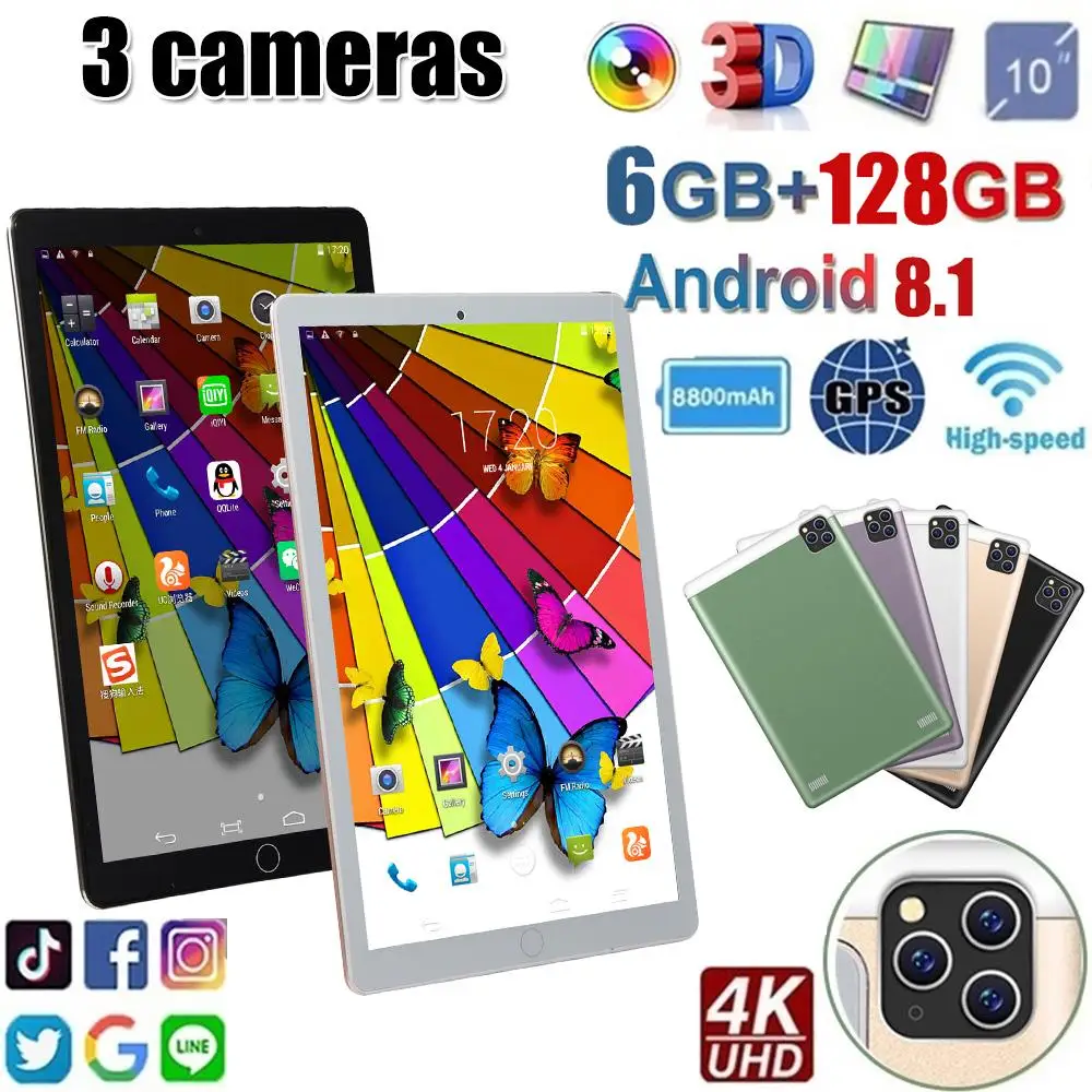 Tableta con sistema operativo Android 2021, dispositivo con cámaras duales de 5 MP, 6G + 128GB ROM, Bluetooth, 4G, WiFi, GPS, Sim Dual, 9,0, envío gratis, 10,1