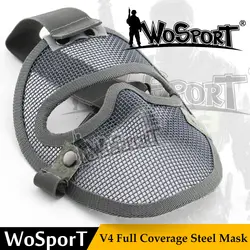 Wosport тактическая V4 полная лицевая сетка металлическая ударная маска для Cs уличная военная армия, для страйкбола Косплей защитное